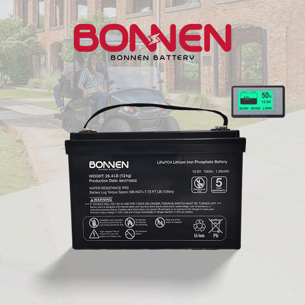 Golf Cart 12V 100Ah Lifepo4 Lithium Battery 6000 Cycles 150A BMS Lithium Battery Replacement